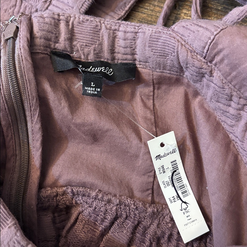 Madewell Floral Quilted Puff-Sleeve Mini Dress Dusty Rose Size Large NWT - Picture 5 of 12